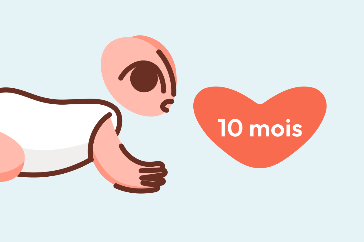 Bébé 10 mois à quatre pattes illustré par l'application Heloa