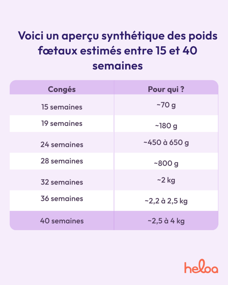Tableau de poids de bébé pendant la grossesse