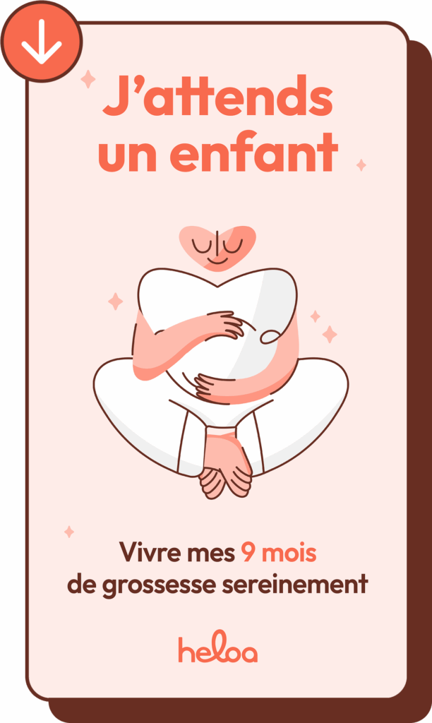Couverture du livret grossesse Heloa "J'attends un enfant" - Guide pour vivre 9 mois de grossesse sereinement