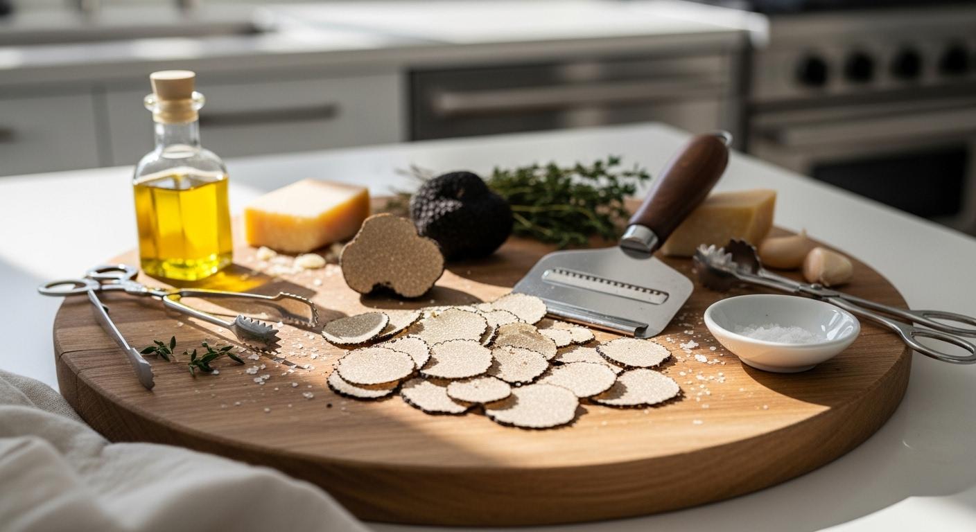 Plateau de truffes noires dégustation présenté pour un article informatif sur les truffes enceinte