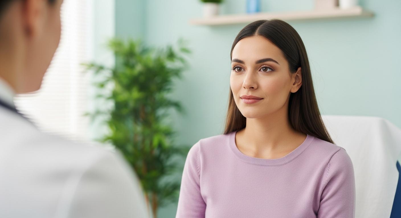 Une femme en consultation chez le médecin pour comprendre la durée fausse couche et le suivi médical nécessaire