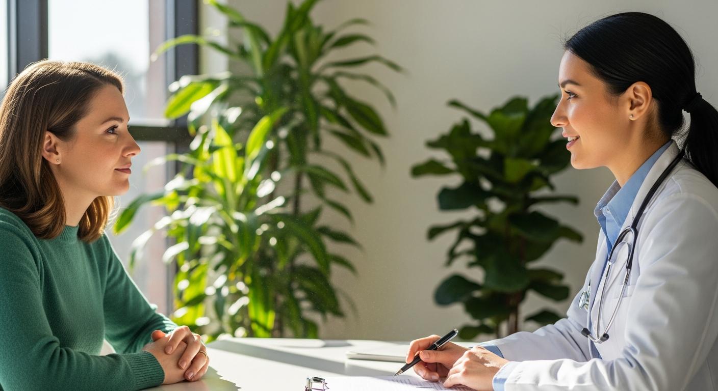 Woman discussing with a doctor about exams to perform following recurrent miscarriage