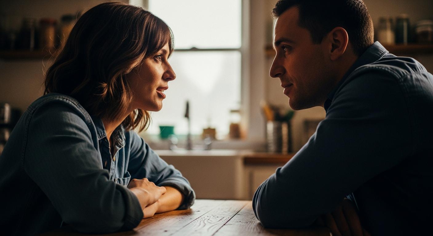Couple ayant une conversation de soutien à une table concernant une grossesse non désirée