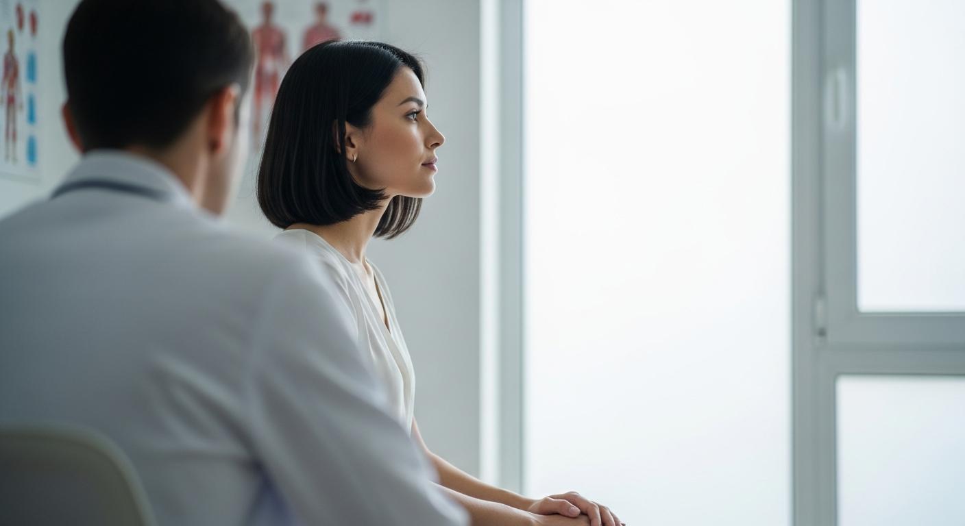 A patient listening to her doctor during a consultation that may address a blighted ovum pregnancy diagnosis