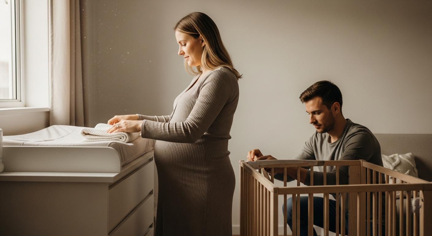 Futurs parents préparant la chambre de bébé ensemble lors d'une étape clé de la primipare grossesse