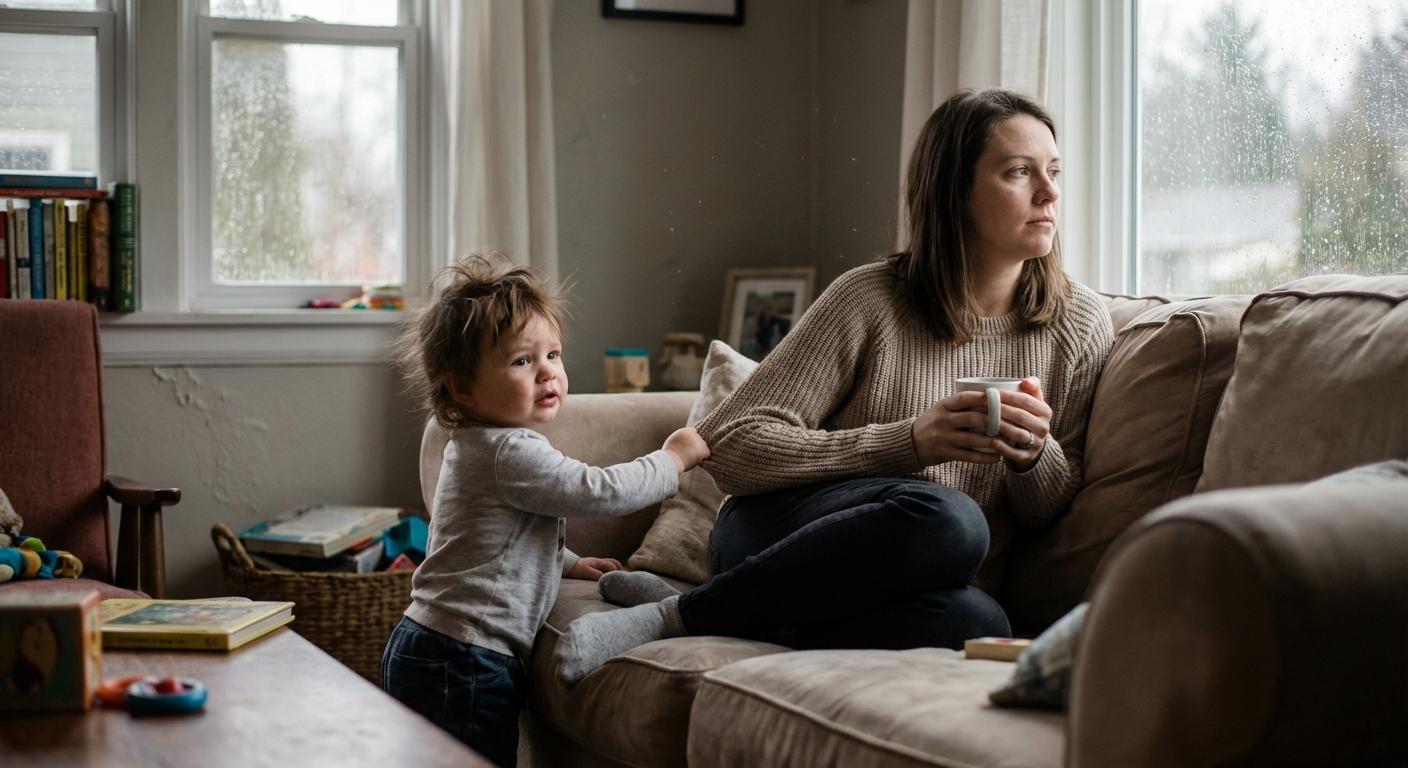Un bébé cherchant le regard de sa mère distraite illustrant la négligence émotionnelle parmi les 13 signes d un parent toxique