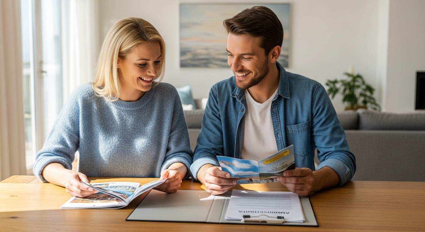 Parents preparing for a trip and the newborn ID card folder on a table