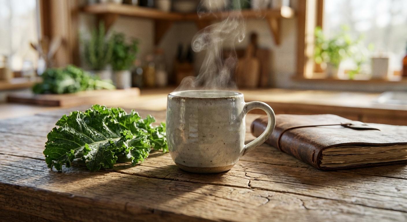 Herbal tea and cabbage leaves representing grandma tips to stop breastfeeding naturally