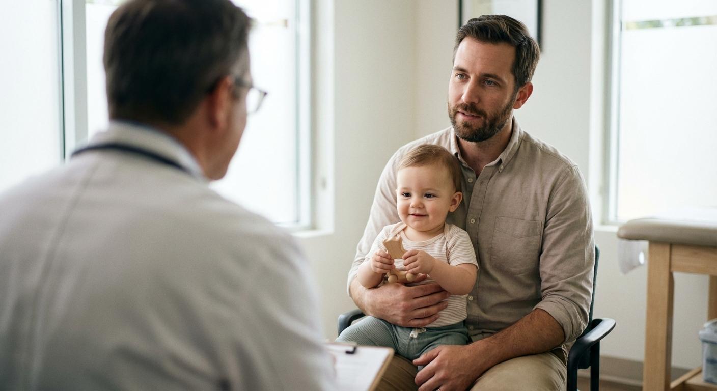 A young child during a medical consultation to check for possible baby balanitis