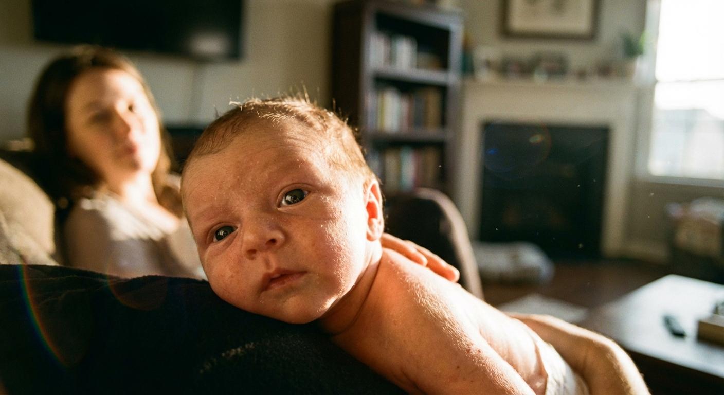 Maman berce son nouveau-né car bébé pleure de fatigue mais ne veut pas dormir