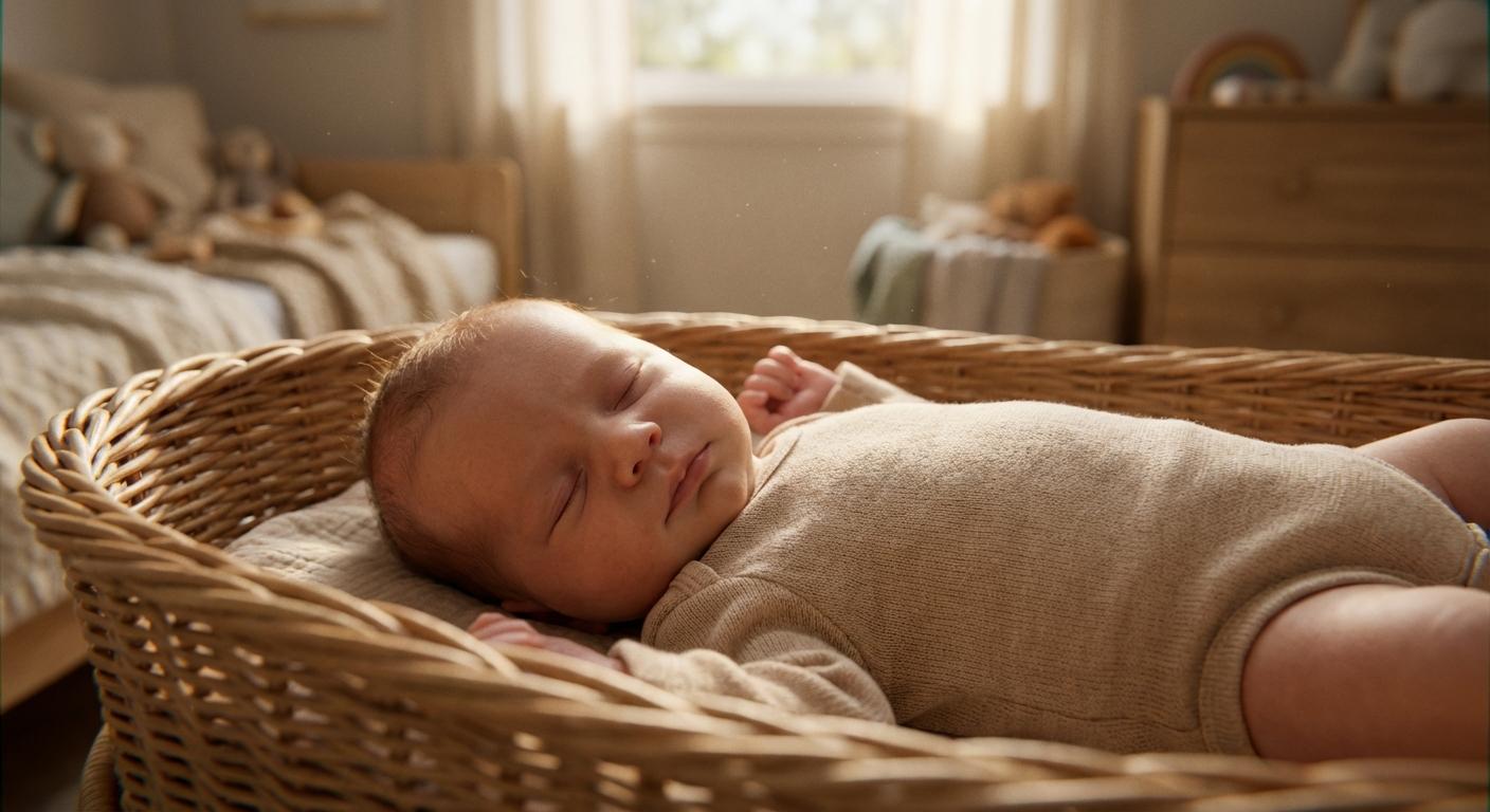 A newborn sleeping deeply in his bed to fill his baby sleep debt