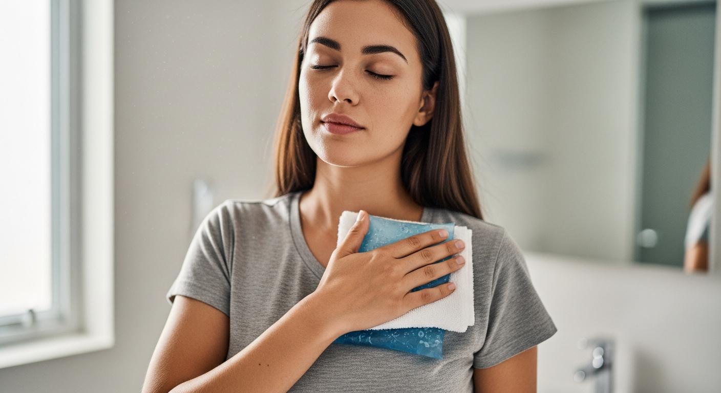 Application d'une compresse froide pour soulager montée de lait sans allaiter